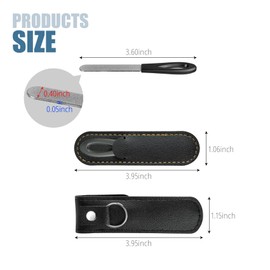 1 Pack Stainless Steel Metal Nail File with Double Sided Grit - Portable, Travel-Friendly with Leather Case (1 Pack Gunmetal Files with PU Cases)