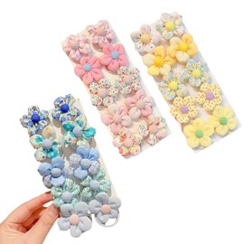 30 Pcs Girl Hair Ties With Flowers,Hair No Damage Pink Flower,Cute Flower Ties,Rubber Elastic Bands Ponytail Holders Pigtails,For Kids Toddler Accessories
