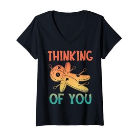 Womens Thinking of You - Retro Voodoo V-Neck T-Shirt
