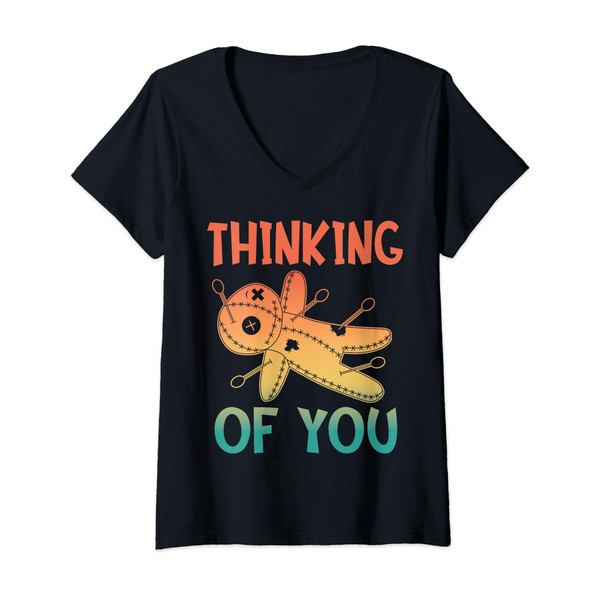 Womens Thinking of You - Retro Voodoo V-Neck T-Shirt