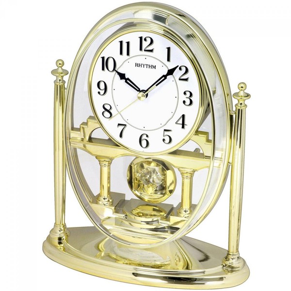 RHYTHM 7609/9 Quartz Wall Clock with Pendulum Gold Case