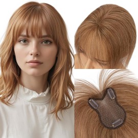 Clip-In Fringe Hairpieces, Real Hair, 360° Coverage, Hair Toppers for Women, Thin Hair, 21 g, 11 Inches, #06 Light Brown