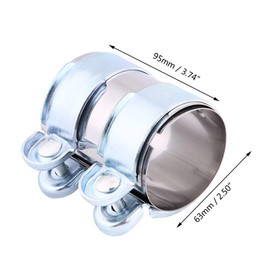 Exhaust Pipe Clamp, Stainless Steel Turbo Exhaust Band Clamp Muffler Catback Pipe Connector W/Bolts(2.5 inches)