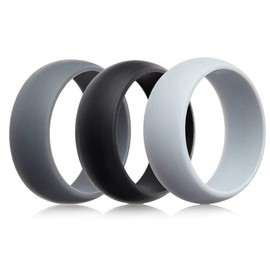 JewelryWe Mens Pack of 3 Silicon Rings Breathable Rubber Wedding Ring for Men (Size 6-12)
