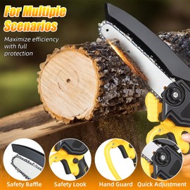 Mini Chainsaw Cordless 6 Inch: 3000mAh Battery Powered Portable Mini Electric Chainsaw Cordless with 8 Inch Replacemet Chains & 2 Batteries for Wood Cutting,Tree Trimming for Dad,Husband