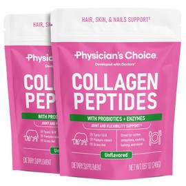 Péptidos de colágeno en polvo, absorción mejorada, apoya el cabello, la piel, las uñas, las articulaciones y la recuperación después del entrenamiento, proteína hidrolizada, alimentada con hierba, sin OMG, tipo I y III, sin gluten, paquete de 2