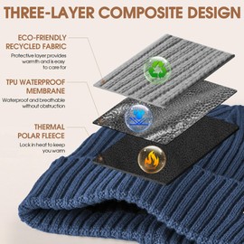 Sukeen Beanie Hat Men Women Thermal Winter Hats for Men Unisex Waterproof Hat Stretchy Skull Cap Polar Fleece Lining for Winter Outdoor Activities Running Shopping Skiing Climbing Traveling Cycling