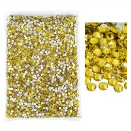 Blinginbox Flatback Rhinestones Bulk,14400pcs Crystal Round Loose Gemstones Glass Rhinestones for Crafts Makeup Nail Art Clothes Shoes DIY Decorations(SS10,2.7-2.9mm,Citrine)