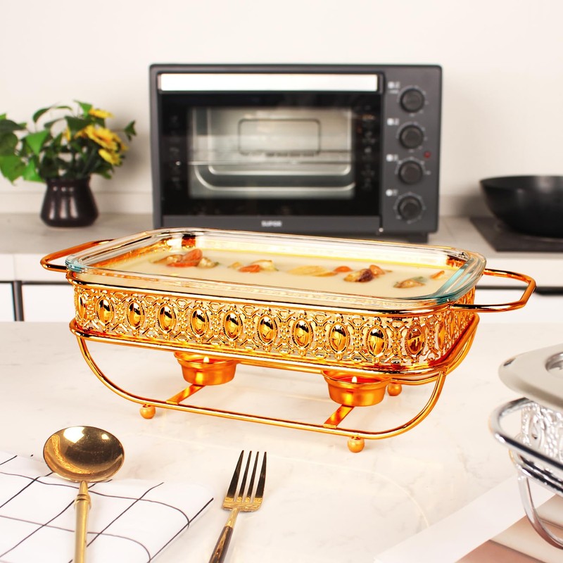 Casserole Dish 6" x 11" Glass Baking Dish with Stainless