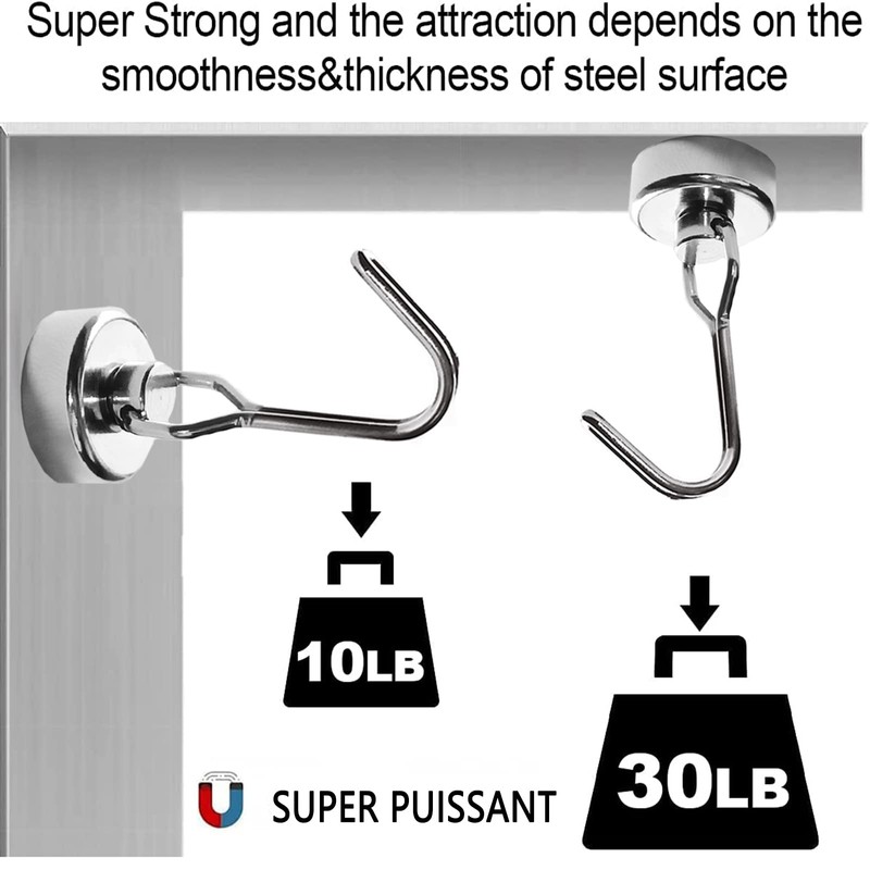 XOPOZON 4 Pack Magnetic Hooks, Pull Extra Strong Neodymium Magnet