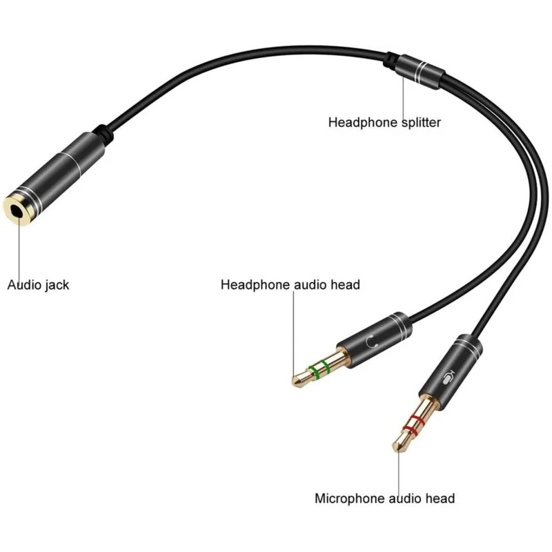 Generic 3.5mm Headset Adapter Splitter Jack Cable Separate Audio and