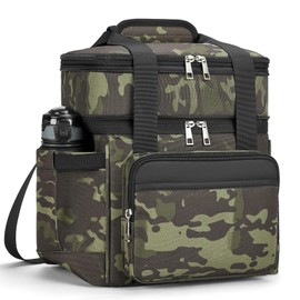 Insulated Lunch Bag & Lunch Box for Men - Double Deck Reusable Lunch Bag for Women Tote Cooler Bag Leakproof Soft Expandable - Large Lunchbox for Work/Adult/Picnic/Outdoor (Camo，15L)