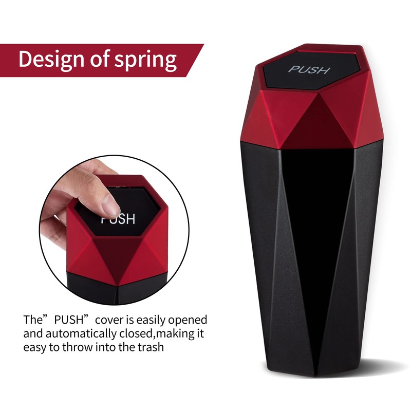 JUSTTOP Car Trash Can with Lid, Mini Diamond Design Portable