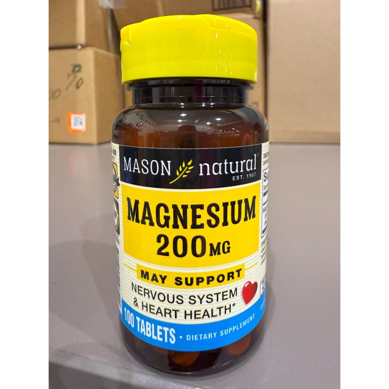 Mason Natural Magnesium 200 mg, Muscle and Nerve Function Support,