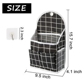 FuninCrea Wall Hanging Storage Bag, 3-Layer Hanging Pocket with Non-marking hook Waterproof Door Closet Organizer for Bedroom, Bathroom, Kitchen (Black)