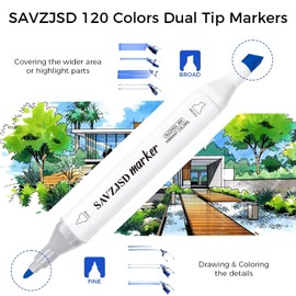 SAVZJSD 120 Colors Alcohol Markers, Dual Tips Alcohol-Based Art Markers for Kids and Adults in Coloring, Painting (Fine & Broad