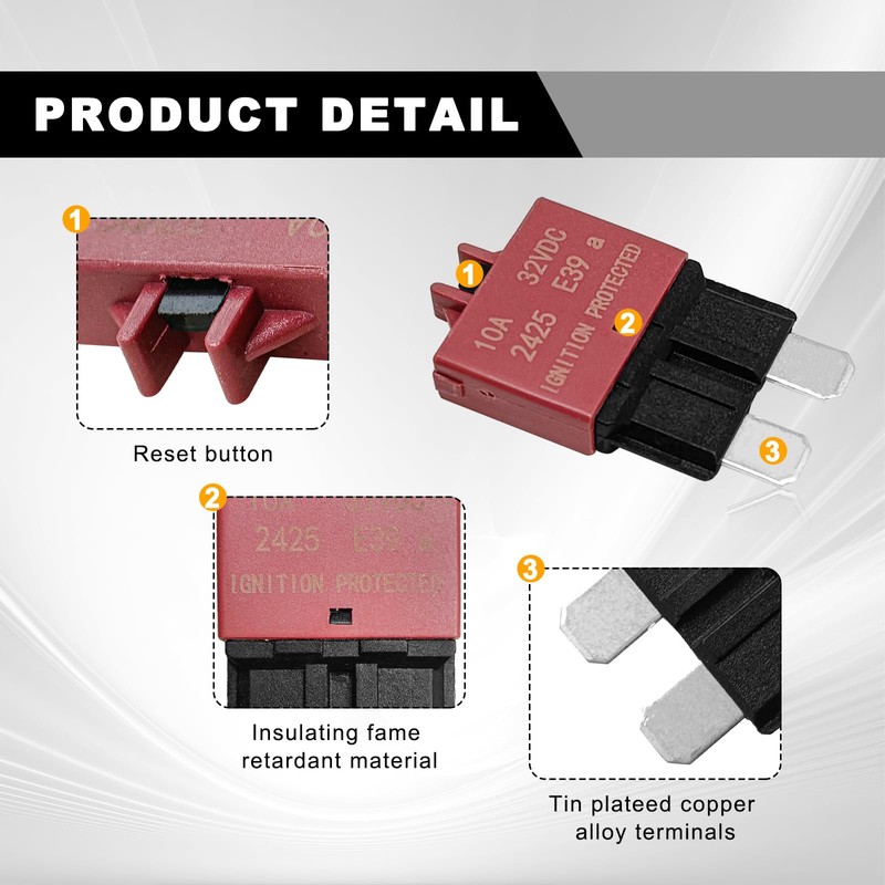 6pcs 32vdc Manual Reset Low Circuit Breaker Blade Fuse E39