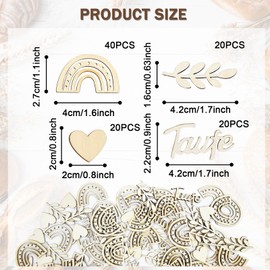 100Pcs Baby Shower Party Confetti Wooden, Rainbow Christening Wooden Confetti, Durable Wooden DIY Craft Baby Confetti, Bohemian Wood Confetti with 4 Styles, Shower Table Decorations for Girl Boy