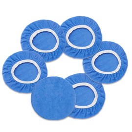 Qjaiune 6 PCS Car Buffing Pads for 9-10 Inch Orbital Polisher, Microfiber Polishing Pad Buffer Polisher Bonnets, 9-10 Inch Polishing Pads Cover Waxing Pads for Car Detailing (Light Blue)