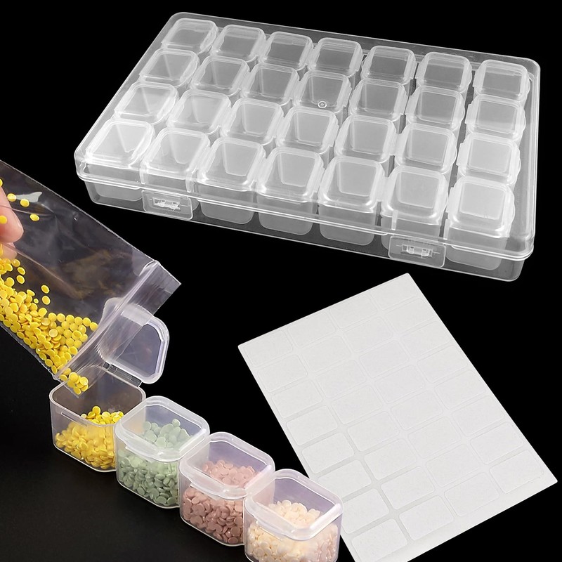 SimautHawk 1 Pack,28 Grids, Painting Bead Storage Containers, Arts Crafts