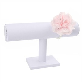 Bocar Bracelet Bangle Jewellery Stand T-bar White Leather Display Stand Holder Organizer Jewellery Display Stand Bracelets Holder(dcj-white Leather)