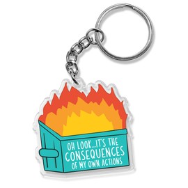 Oh Look It's The Consequence Of My Own Actions Keychain 2 Inches Funny Consequences, Self Awareness, Meme Quote Acrylic Material Key Ring Accessories for Motorcycles, Cars, Backpack, Handbag, Gifts