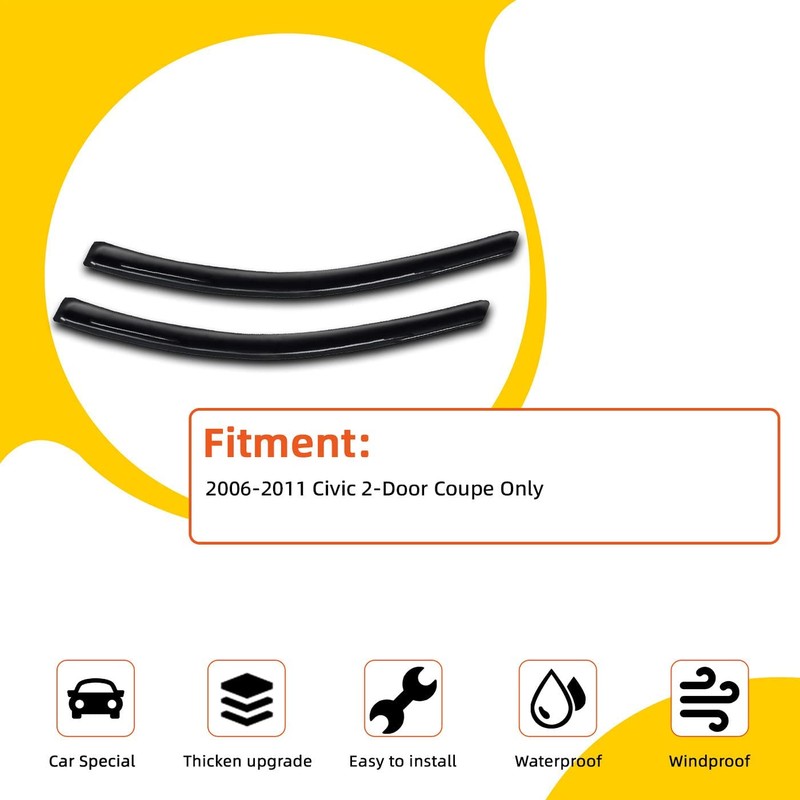 PLDDE 2pcs Window Visors Compatible with 2006-2011 Honda Civic 2-Door