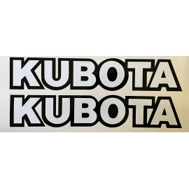 KUBOTA Skid Steer Excavator VINYL DECAL STICKER -WHITE w/ black  - 18” SET OF 2