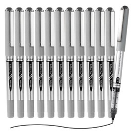 EYEYE Liquid Ink Rollerball Pens, 1.0mm Bold Point Tip, 12 Pack Black Rollerball Pens Quick Drying, Rolling Pen Smooth Writing for Journaling, Note Taking, Office and School Supplies