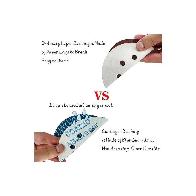 50Pcs Diamond Shape 5" Sanding Discs Hook Loop Sander Orbitial