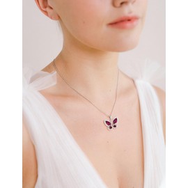 STARCHENIE Butterfly Pendant Necklace for Women 925 Sterling Silver Created Ruby Butterfly Jewelry Gifts