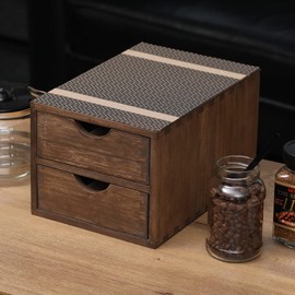 DDYURI Drawer Organizer Coffee Pod Holder - Kitchen Cutlery Storage Accessories/ K-Cup Drawers with Detachable Wooden Partition - Coffee Capsules Organization Counter - Wood desktop Small Cabinets