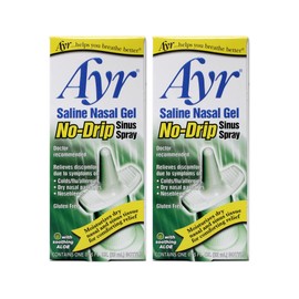 AYR Saline Nasal Gel No-drip Sinus Spray with Soothing Aloe Vera, 0.75 Fl Oz Spray Bottle, (Pack of 2)