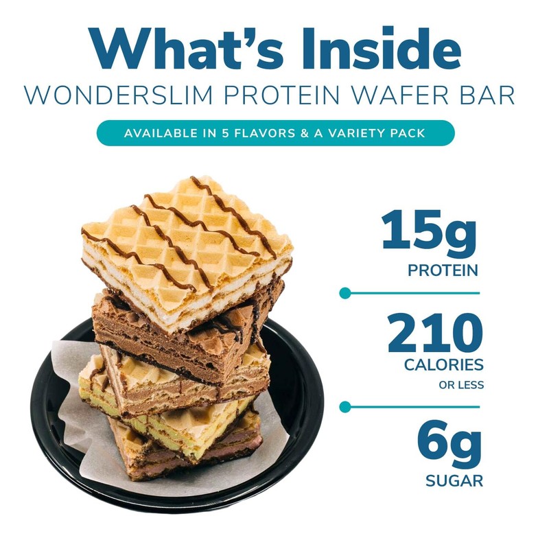 WonderSlim Protein Wafer Snack Bar, Raspberry, 200 Calories, 15g Protein,