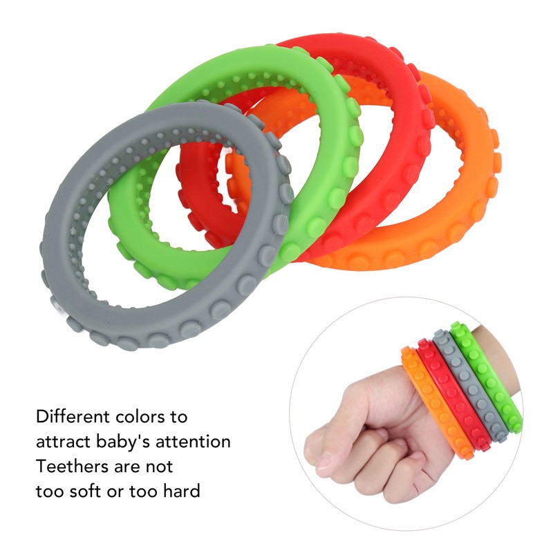 4pcs Baby Teethers Bracelet Silicone Refrigerable Heat Resistant Gum Relief