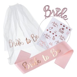 Bride to Be Sash, Hen Party Accessories,Golden Sash,Tiara,Hen Tattoo & Bride Hen Veil with Comb Hen Do Accessories, on Bridal Shower, Bachelorette Party,Hen Party Games,Wedding,Hen Party Decorations