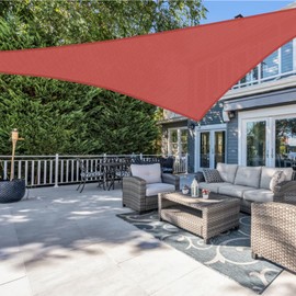 FLORALEAF Right Triangle Sun Shade Sail Bright Red 10'x10'x14.1' Air Permeable Shade Cloth Heavy Duty Canopy Awning for Patio Backyard Lawn Garden Outdoor