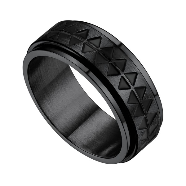 Bestyle Men's Rotating Anxiety Ring Spinner Hip Pop Ring Stainless