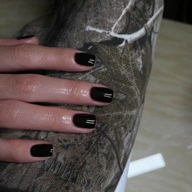 KQueenest Black Press On Nails Short Square - Acrylic Press On Nails With Glue, Sheer Dark Short Fake Nails Press ons, Glossy Opaque, Reusable Soft Gel Glue on Nails for Women Gift in 24 Pcs