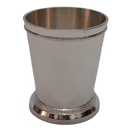 IHI EST. 1986 Smooth Finish with Beaded Detailing - 2.4 Inch Nickle Tone Finish Polished Stainless Steel Mint Julep Cup