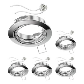 ledscom.de FERE Ceiling Mounting Frame Chrome Swivelling (LED/Halogen/MR16/50 mm) Including GU5.3 Socket Pack of 5