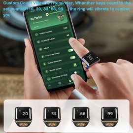 YUENTOEN Finger Tally Counter Clicker, Digital Tally Counter Ring with 0.49in Screen, APP Support, Prayer Reminders, Easy Count(Black,22mm)