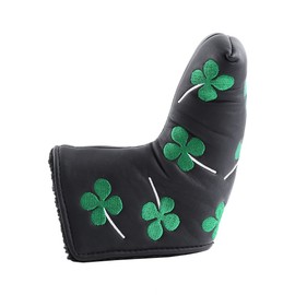Putter Cover Clover Golf Headcover Blade Cover, Pu Four Leaf Accessory for Activity (Black)