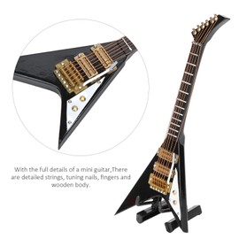 Lybunair Electric Guitar Mini Musical Instruments Collection Gift Ornaments 14cm Black