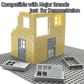 ZHX 40PCS Doors and Frame Building Block Toys MOC Creative House Brick Accessories Compatible with Classic Bricks Building Toy for Kids(Gray