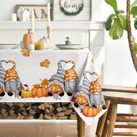 Artoid Mode Maple Leaves Pumpkins Gnome Autumn Table Cloth, Rectangular 140x220 cm Fall Table Cover For Party Home Table Decorations