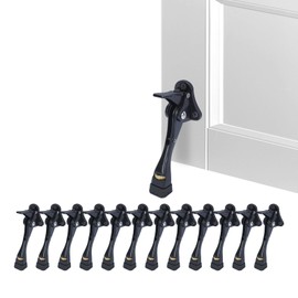 Nisorpa 12 Pieces Heavy Duty Black Door Stopper,Door Stops with Adjustable Rubber Tips for Bottom of Door Metal Kickdown Spring Door Stopper Kick Down Door Stop Door Prop to Keep Door Open
