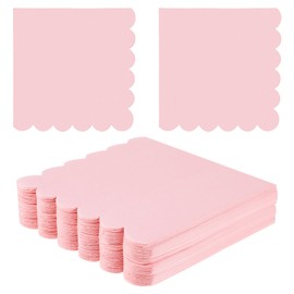ZEYIYER 50 Pcs Disposable Pink Napkins, 2-ply Folded Light Pink Cocktail Napkins, 5 x 5 in Scalloped Paper Napkin for Dinner Wedding Birthday Dessert Beverage Party