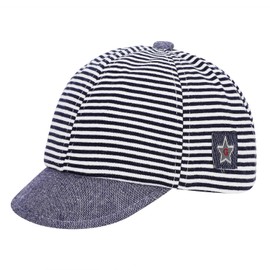 Baby Baseball Cap Toddler Sun Hat Infant Cotton Stripe Hat Kids Adjustable Peaked Cap Trucker Hat Summer Sun Protection Hat Comfortable Breathable Child Sun Visor Hat for 3-12 Months Boys Girls