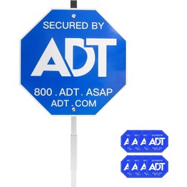 28" ADT Security Signs & 8 Pcs Window Stickers - Heavy Duty Aluminum Yard Sign with Stake for Weather-Resistant Protection